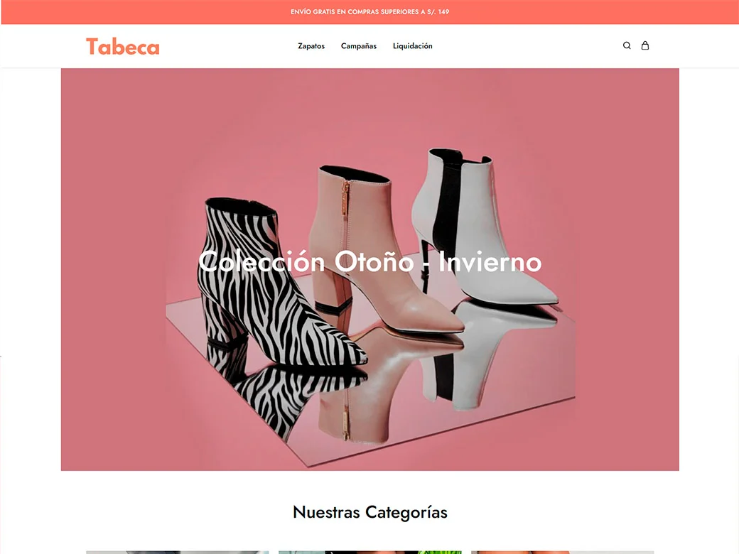 Captura del sitio web de Tabeca Perú