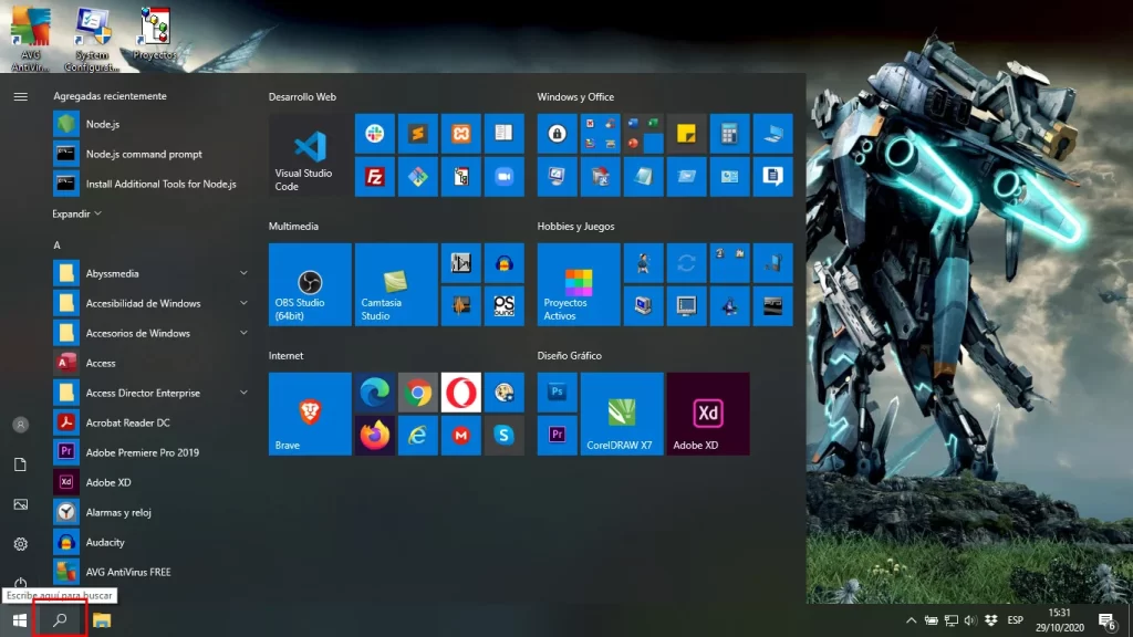 How to block an app from accessing to internet with Windows 10: To block access to a program, we first have to go to the Search button, you can find it at home or in the taskbar.