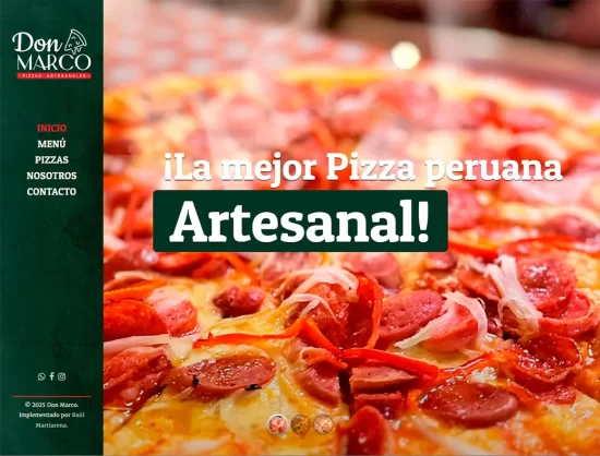 Captura del sitio web de Pizzería Don Marco