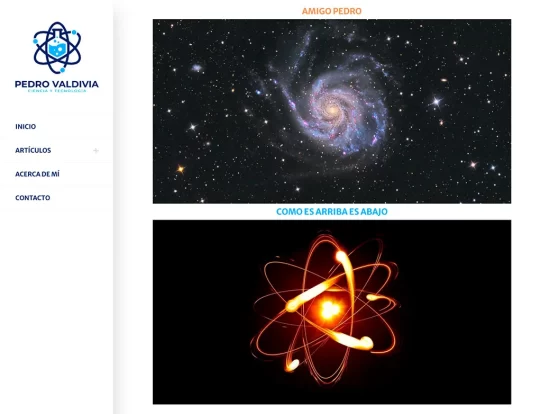 Captura del sitio web de Pedro Valdivia, Ciencia y Tecnología