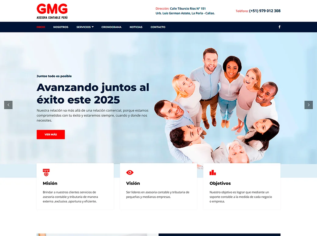 Captura del sitio web de GMG Asesora Contable